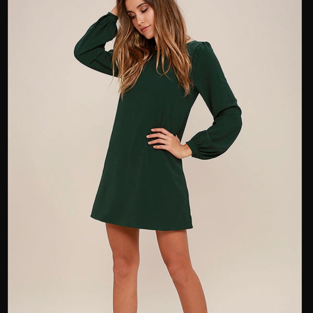 Long sleeve green mini dress